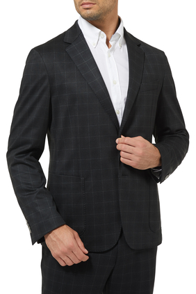 Checked Slim-Fit Stretched Jacket
